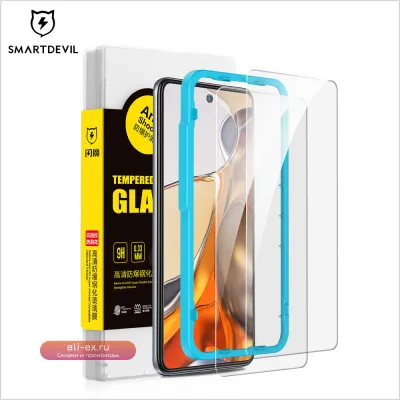 Защитное стекло SmartDevil HD для Xiaomi Mi 11T/11T Pro с комплектом для поклейки