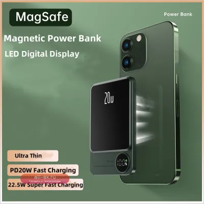 Магнитный беспроводной Power Bank 15W с USB-C, сверхбыстрой зарядкой. Портативное индукционное зарядное устройство для iPhone 16/15, Samsung.