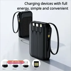 Портативный Power Bank 20000mAh с внешними солнечными панелями и быстрой зарядкой