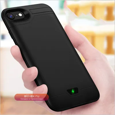 Силиконовый противоударный чехол-аккумулятор 8000/5000mAh Slim для iPhone 6/6S/7/8 Plus с функцией Power Bank и поддержкой аудио