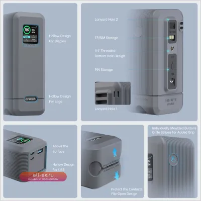Силиконовый чехол для Anker Prime Power Bank 27,650mAh 250W с защитой TF/SM карт