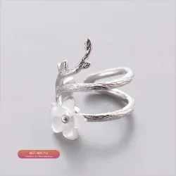 Серьги-каффы Thaya White Cherry Blossom из серебра 925 пробы с цветком и круглым дизайном без прокола для женщин