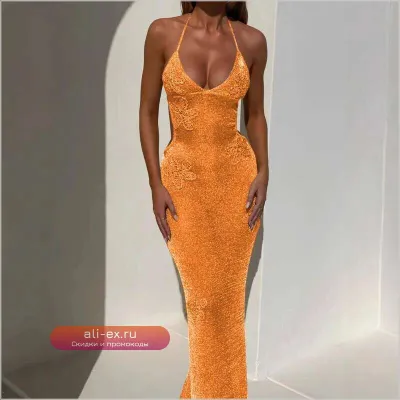 Женское платье "Sparkling Yarn" с цветочной аппликацией для пляжного отдыха