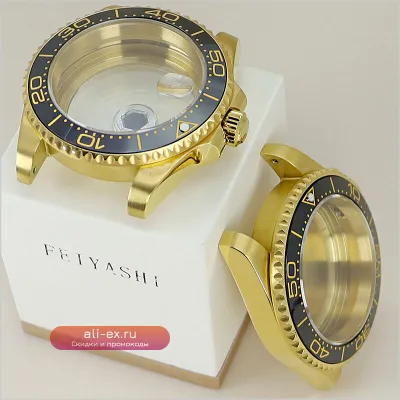 Корпус часов из стали Gold 316L с сапфировым стеклом для механизма Seiko NH34/NH35/NH36/38, Miyota 8215, ETA 2824, под циферблат 28.5мм