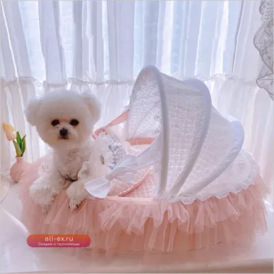 Роскошная колыбель-кровать "Принцесса" для собак и кошек - Deluxe диван-лежанка для щенков и котят с подушкой-аксессуаром
