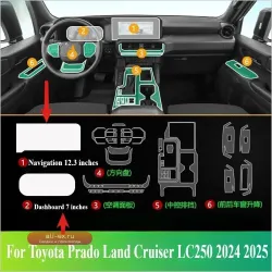 Защитная пленка TPU для Toyota Land Cruiser Prado LC250 2024-2025 (КПП, Цен ентр. консоль)