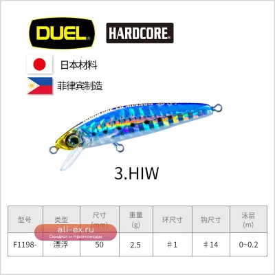 Japan Duel F1198: Суперлегкий плавающий минноу для дальнего заброса и троллинга