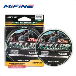 Плетёная леска MIFINE KILLER X8 Upgrade 135м, 8 нитей, PE, 15-56LB