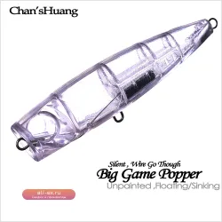 Chan’sHuang – Неокрашенные заготовки для воблеров Popper (плавающие/тонущие) для крупной рыбы, Wire Through, DIY
