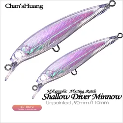 Chan’sHuang 20 шт. пустых некрашеных приманок-минноу с ратлином, 9/11 см, для DIY-рыбалки