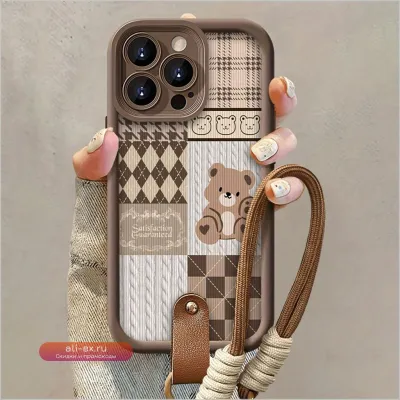 Spliced Bear with Hand Strap Shock Absorption Brown Frosted Case For Xiaomi F7 F6 F5 X7 X6 X5 M6 Pro F3 X3 Shockproof Soft Cover