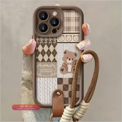 Spliced Bear with Hand Strap Shock Absorption Brown Frosted Case For Xiaomi F7 F6 F5 X7 X6 X5 M6 Pro F3 X3 Shockproof Soft Cover