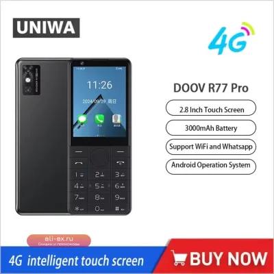 DOOV R77 Pro 4G Смартфон с сенсорным экраном 2.8" 3/32GB Android 13, 5MP, WhatsApp, Многоязычная клавиатура