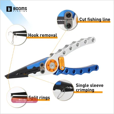 Плоскогубцы для рыбалки Booms Fishing X01 алюминиевые с экстрактором крючков и кусачками