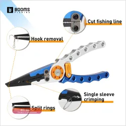 Плоскогубцы для рыбалки Booms Fishing X01 алюминиевые с экстрактором крючков и кусачками