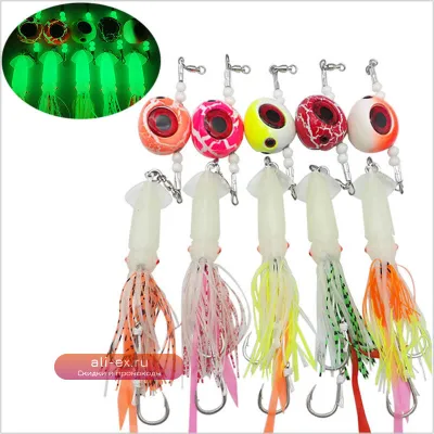 Приманка для морской рыбалки Ley Glow Luminous Head Jig Bait 100-500 г с юбкой-кальмаром, крючком Assist Hook для медленного джиггинга, Tai Kabura Jig Slider