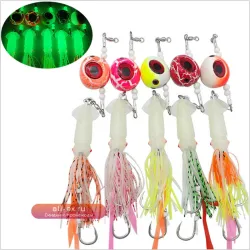 Приманка для морской рыбалки Ley Glow Luminous Head Jig Bait 100-500 г с юбкой-кальмаром, крючком Assist Hook для медленного джиггинга, Tai Kabura Jig Slider