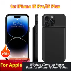 6800mAh Чехол-аккумулятор Power Bank для Apple 15 Pro/15 Plus с клипсой