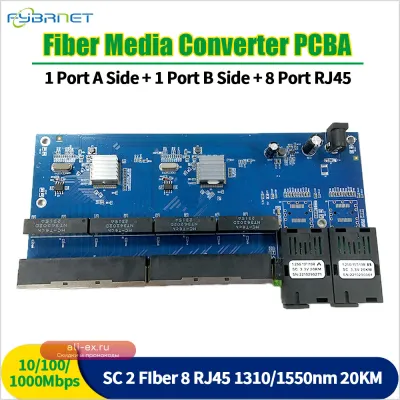 Gigabit Fiber Ethernet Switch 2xSC Port, 8xRJ45 Port, 10/100/1000Mbps, PCBA 2F8E