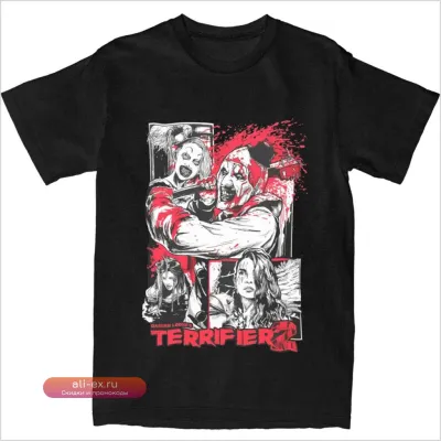 Винтажная футболка "Terrifier" с принтом из фильма ужасов, хлопок, летний дизайн Y2K