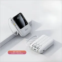 Power Bank 10000mAh 66W с быстрой зарядкой USB Type-C/Lightning/Micro USB для iPhone, Xiaomi, Samsung