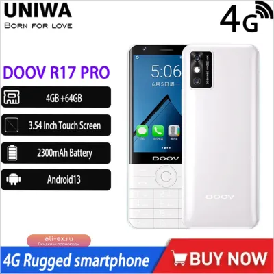 Смартфон NEW UNIWA DOOV R17 Pro 4G, Android 13, 4/64 ГБ, 3.54", 2300 мАч, русская клавиатура