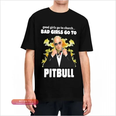 Футболка "Bad Girls Go Pitbull" для мужчин (Лето, Плюс размер)