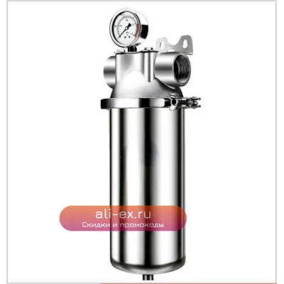 Фильтр для воды Myteck "Большой Поток" из нержавеющей стали 304, 1 дюйм, 10000 л/ч, 40 мкм, с функцией промывки