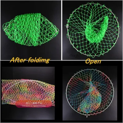 Складная сачковая сеть для рыбалки диаметром 40-60 см из нержавеющей стали