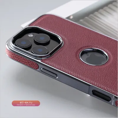 Чехол из натуральной кожи для iPhone 15/16 Pro Max с Magsafe и логотипом