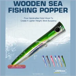 Деревянная поверхностная приманка "Sea Popper" 22.5 см для троллинга, 110г