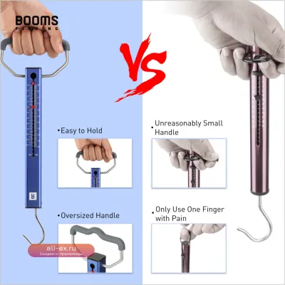 Рыболовные весы Booms Fishing TS2, алюминиевая трубка, пружинные, 1-22 кг, крючок из нержавеющей стали