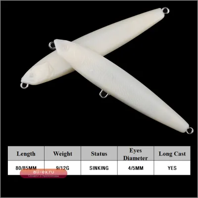 Приманка для рыбалки Chan’sHuang 20 шт., 8/8.5 см, с поршнем, для дальнего заброса, воблер Pencil Walking The Dog, неокрашенный