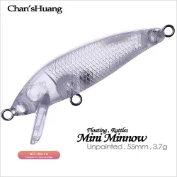 Chan’sHuang 55мм 3.7г плавающие мини-минноу шумовые заготовки для рыбалки DIY