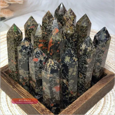 Башня из натурального камня "Цветок сливового дерева" (Jasper) - высококачественный реики-кристалл для домашнего декора и подарка