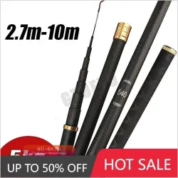 Удилище Telescopic Stream Rod 4.5-10м, карбоновое, суперлегкое, для пруда и ручья
