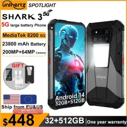 Unihertz Shark 3 (8849) - защищенный смартфон Android 14, AMOLED 3K, 32GB RAM, 512GB ROM, Dimensity 8300