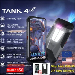 Unihertz 8849 Tank 4: Смартфон с встроенным 720P проектором, 5G, 24+512GB, 11600mAh, Dimensity 7300, AMOLED 120Hz