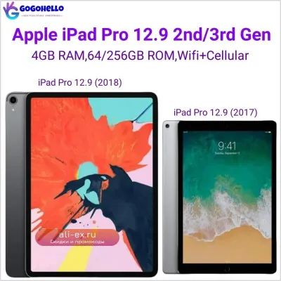 Apple iPad Pro 12.9" 2017/2018 Wi-Fi + Cellular, 64/256GB ROM, 4GB RAM, 12MP IPS LCD, iOS, 96% Новый