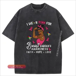 Футболка Oes Faith Hope Love с принтом "Wear Pink" для борьбы с раком молочной железы, хлопок, оверсайз, мужская