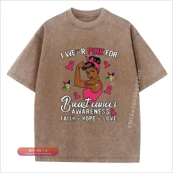 Футболка Oes Faith Hope Love с принтом "Wear Pink" для борьбы с раком молочной железы, хлопок, оверсайз, мужская