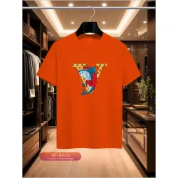 Мужская футболка V brand "Акула" 2025, хлопок, круглый ворот, Y2K