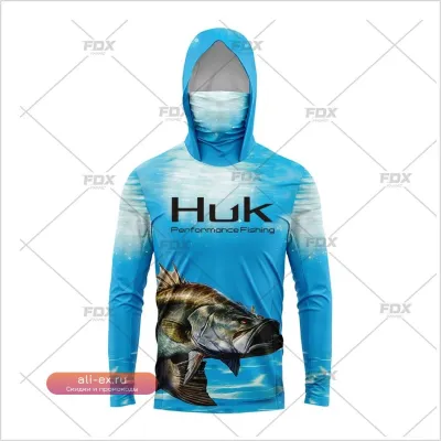 Мужская солнцезащитная худи Huk Fishing с защитой UPF 50 и маской для лица