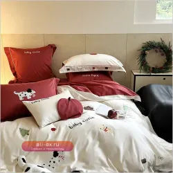 King Size Роскошное постельное белье из 100% хлопка с вышивкой медвежонка и милого щенка