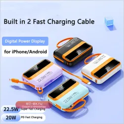 Портативное зарядное устройство Mini Power Bank 20000mAh USB C PD 22.5W для iPhone Samsung Huawei Xiaomi