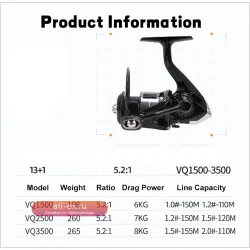 Катушка спиннинговая Mavllos VQ 1500-3500 Shallow Spool 8кг