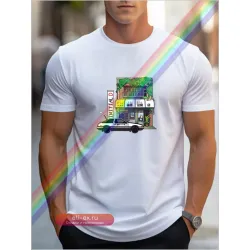 Фудживара Тофу Хед Текст D Принт: Мужская Хлопковая Футболка Лето 2024