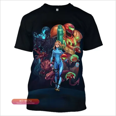 Футболка с принтом Metroid Samus Aran в стиле Harajuku для мужчин S-7XL
