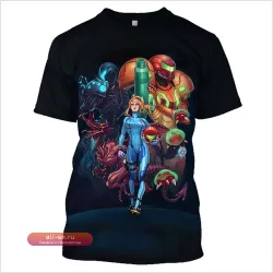 Футболка с принтом Metroid Samus Aran в стиле Harajuku для мужчин S-7XL