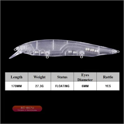Воблер Chan'sHuang Minnow 170 мм 27.3 г для дальнего заброса с погремушкой